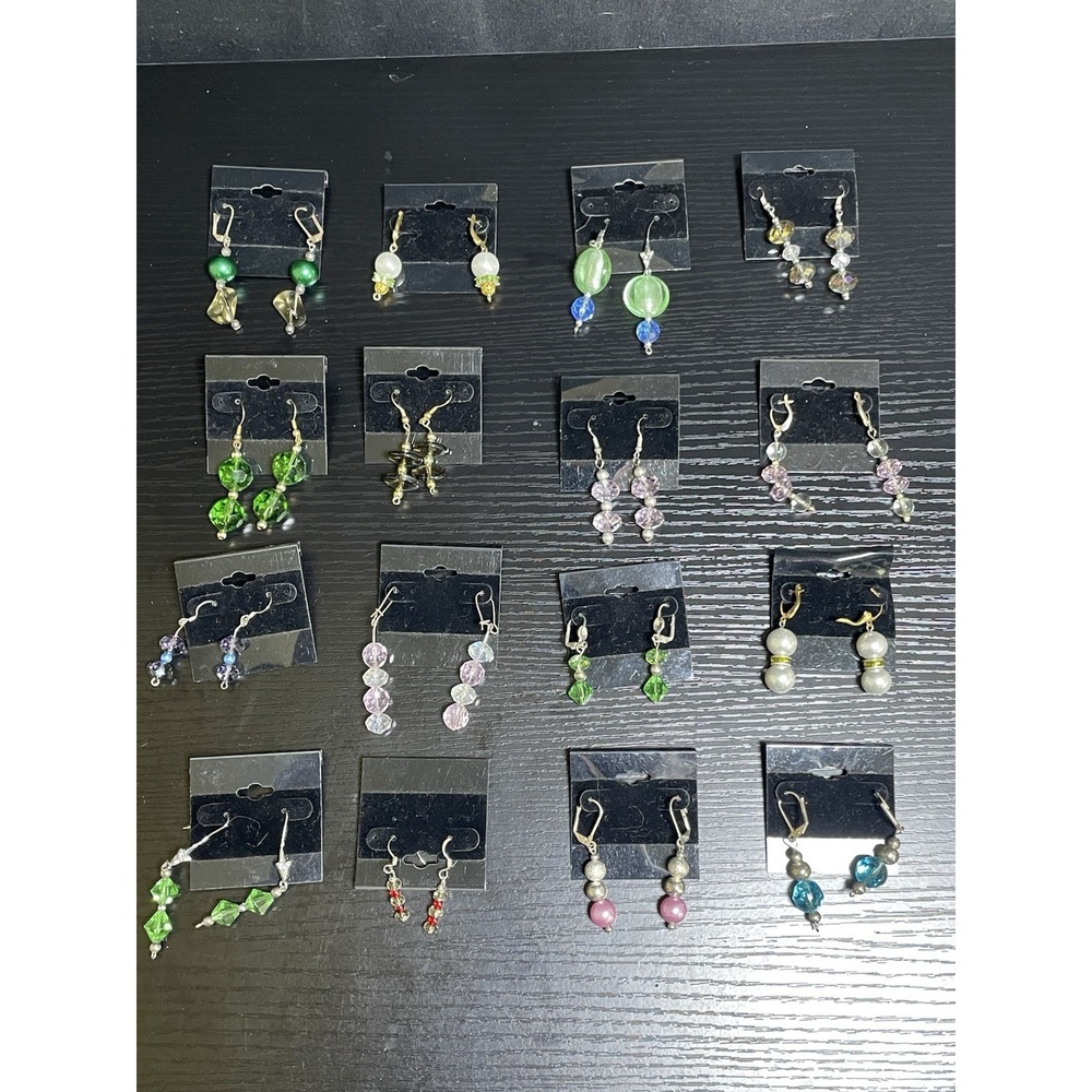Handmade Beaded Dangle Earrings Lot of 16 Pairs - Artisan Glass Bead Jewelry